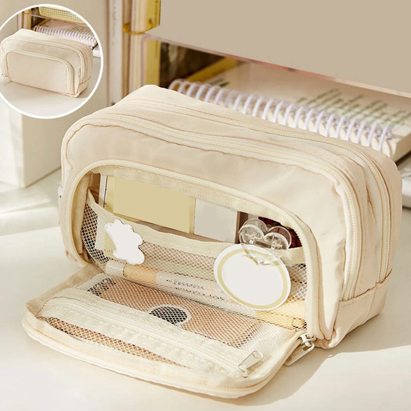 A Large-capacity Multi-layers Pencil Case Simple Multi-purpose Student Stationery Box and Makeup Storage Bag Stationery Supplies