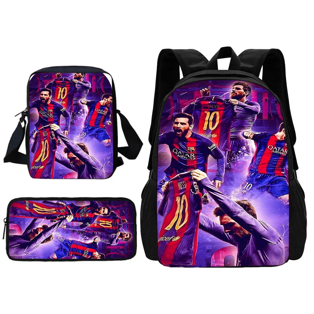 Football Star Child School Backpack With Shoulder Bag Pencil Bags M-messis NO.10 School Bags for Boys Girls Best Gift