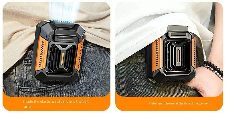 HOMFISH Personal Belt Clip Fan Portable Power Bank Flashlight Wearable Fan Hanging Neck Fan for Outdoor Works Hiking Camping