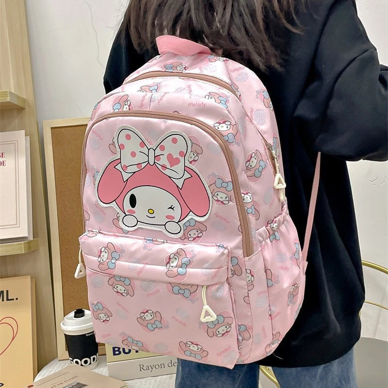Kawaii Sanrio Hello Kitty Pochacco Cinnamoroll Kuromi My Melody Backpack Cute Cartoon Pompom Purin Student School Bags Sac A Dos