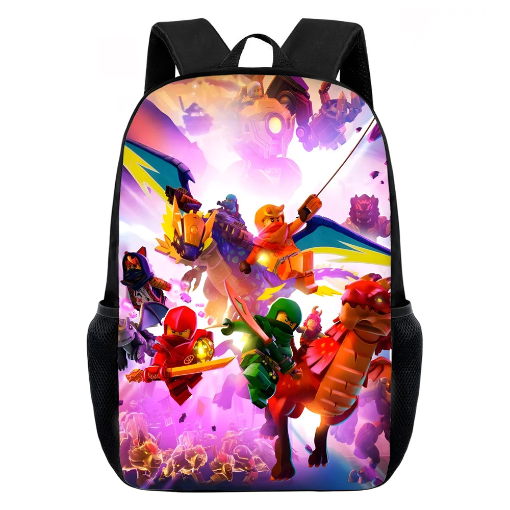 Cartoon Game N-ninjagos Child School Backpack with Lunch Bags ,Pencil Bags ,School Bags for Boys Girls Best Gift