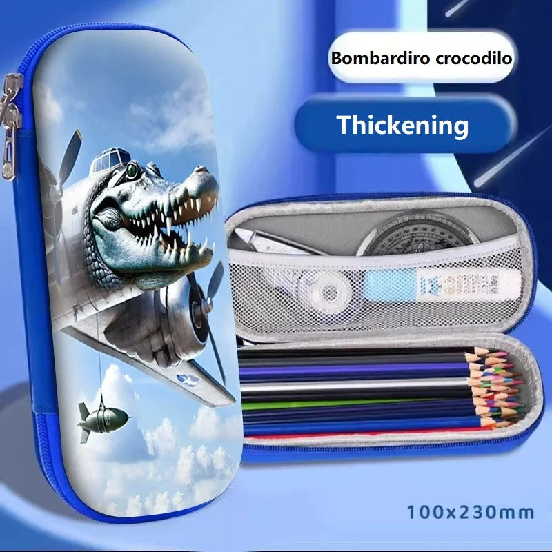 Italian Brainrot Theme Pencil Bags Tungtungtung Tralalerotralala Pen Bag School Stationery Set Pen Storage Box Multi layer Bag