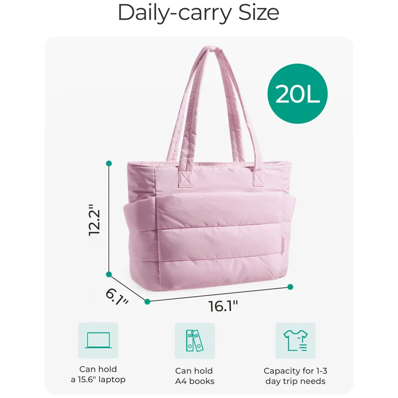 Women's Bag Solid Color Tote Bag Commuting College Padded Shoulder Bag Leisure Simple Female Handbags for Travel