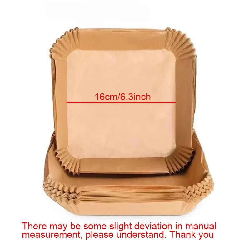 100Pcs Disposable Air Fryer Paper Oil Absorbing And Anti Oil Paper Tray Non Stick Baking Pad Large Toughness Square