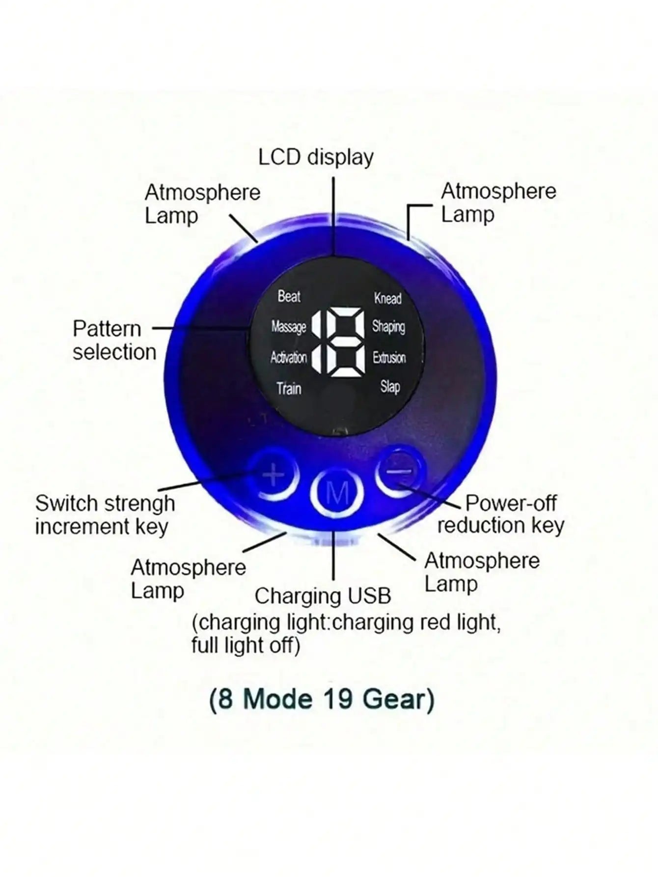 LCD Display EMS Neck Massage Electric Massager Cervical Neck Back Patch 8 Mode Pulse Muscle Stimulator