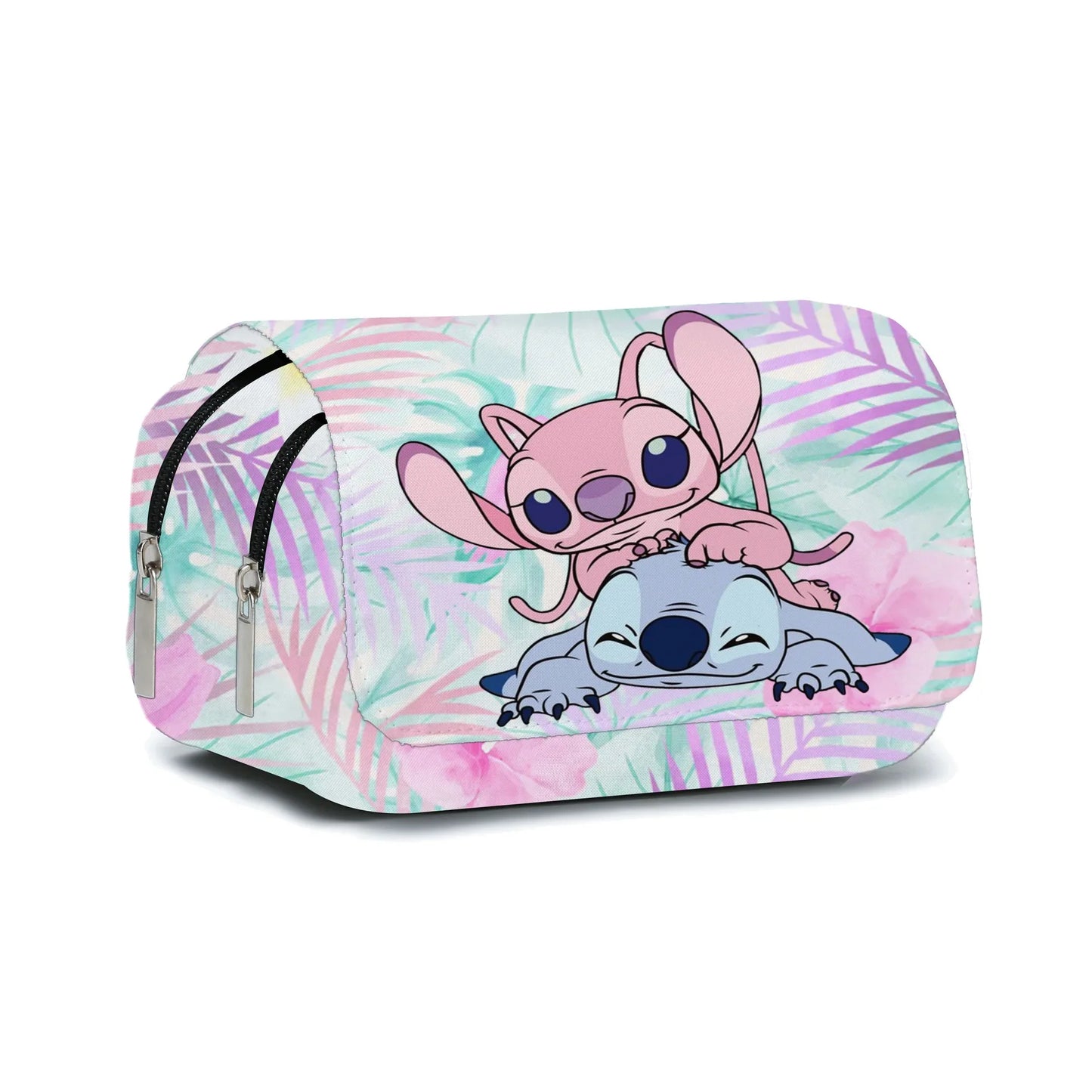 Stitch Pencil Case Double Clamshell Pencil Case Large Capacity Pencil Case for Primary School Students Cartoon Anime Gift