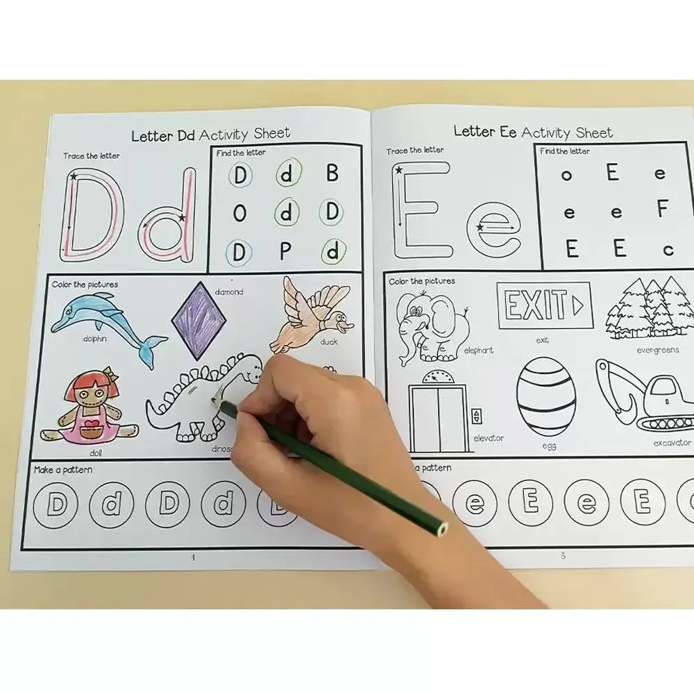 Letters A-Z Letter Tracing and Coloring Practice Workbook Preschool English Learning Kindergarten Alphabet Writing Coloring Book