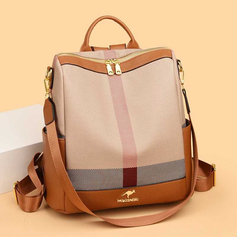 LONOOLISA Multi-functional Women's Backpacks Luxury Designer Rucksack High Quality Travel School Shoulder Bag Casual Sac A Dos