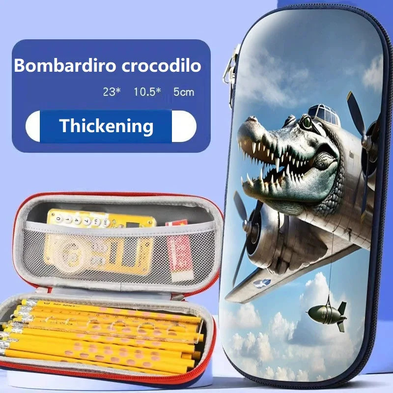 Italian Brainrot Theme Pencil Bags Tungtungtung Tralalerotralala Pen Bag School Stationery Set Pen Storage Box Multi layer Bag
