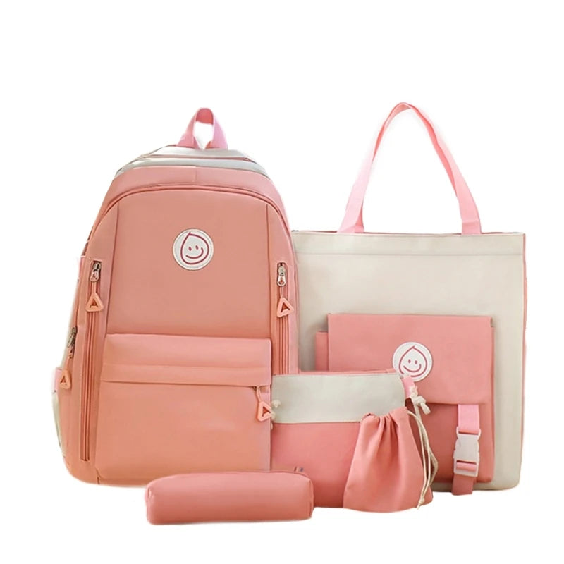 5 Pcs/Set Large Capacity Backpack Travel Backpack Student School Backpack Top Handle Bag Casual Daypacks Laptop Backpack