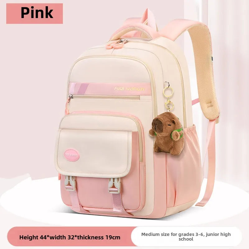 Kids School Backpack With Cartoon Pendant For Kids Teenager Kawaii Schoolbag Girls Children Orthopedics Waterproof Backpacks