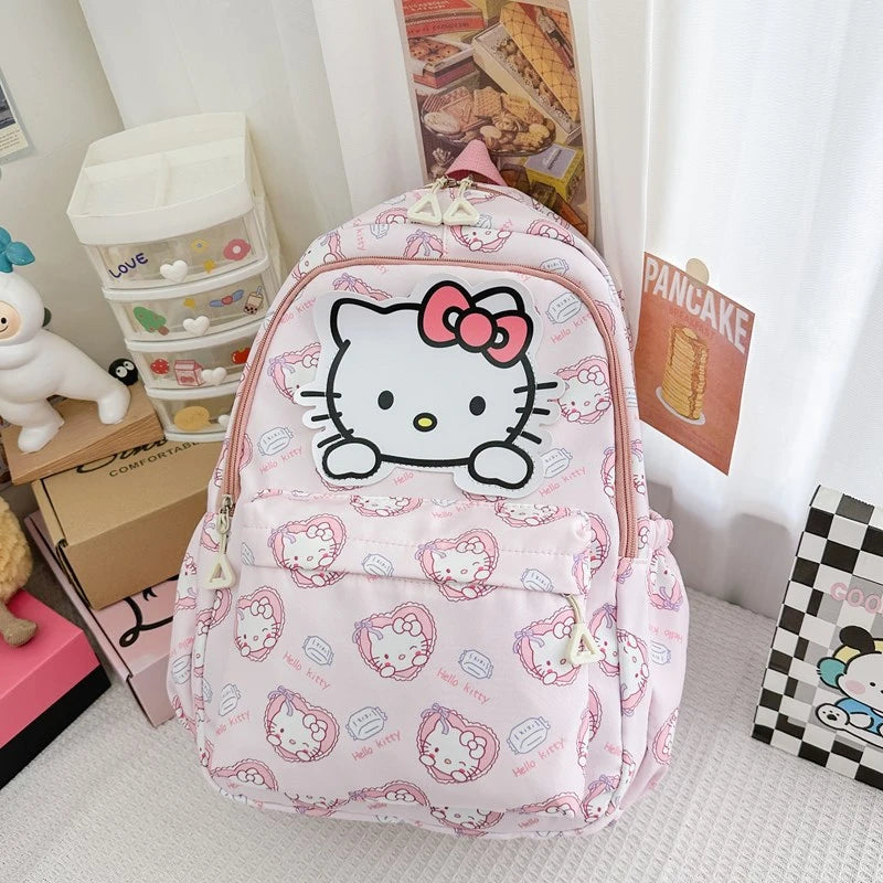 Kawaii Sanrio Hello Kitty Pochacco Cinnamoroll Kuromi My Melody Backpack Cute Cartoon Pompom Purin Student School Bags Sac A Dos