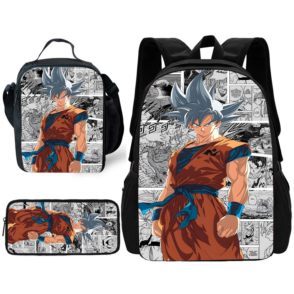 pcs set Cute Anime Child School Backpack with Lunch For G-Gokus Bags ,Pencil Bags ,School Bags for Boys Girls Best Gift