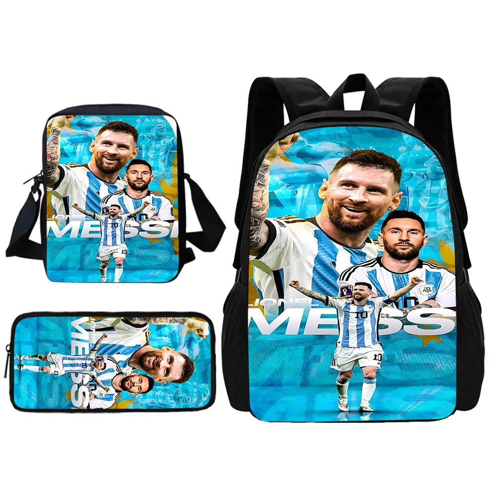 Football Star Child School Backpack With Shoulder Bag Pencil Bags M-messis NO.10 School Bags for Boys Girls Best Gift